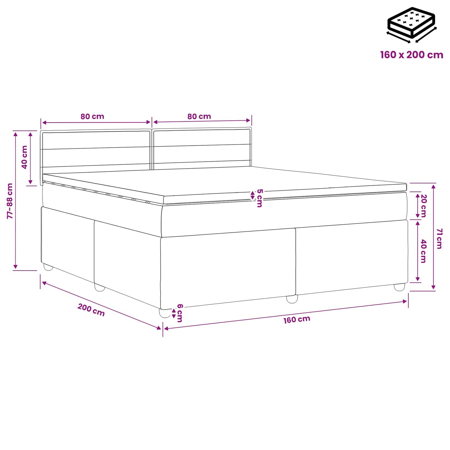 vidaXL Κρεβάτι box spring με στρώμα Ανοιχτό γκρι 160 x 200 cm Ύφασμα