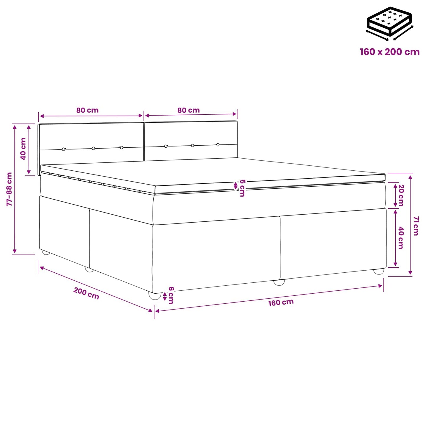 vidaXL Κρεβάτι box spring με στρώμα Ανοιχτό γκρι 160 x 200 cm Ύφασμα