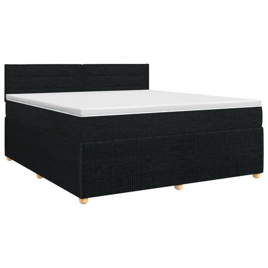 vidaXL Κρεβάτι box spring με στρώμα Μαύρο 180 x 200 cm Ύφασμα