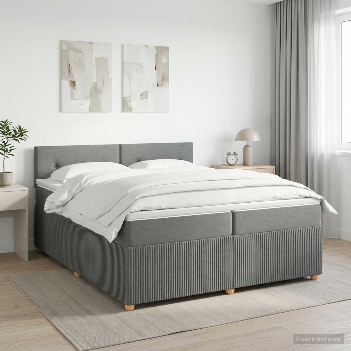 vidaXL Κρεβάτι box spring με στρώμα Σκούρο Γκρι 200 x 200 cm Ύφασμα