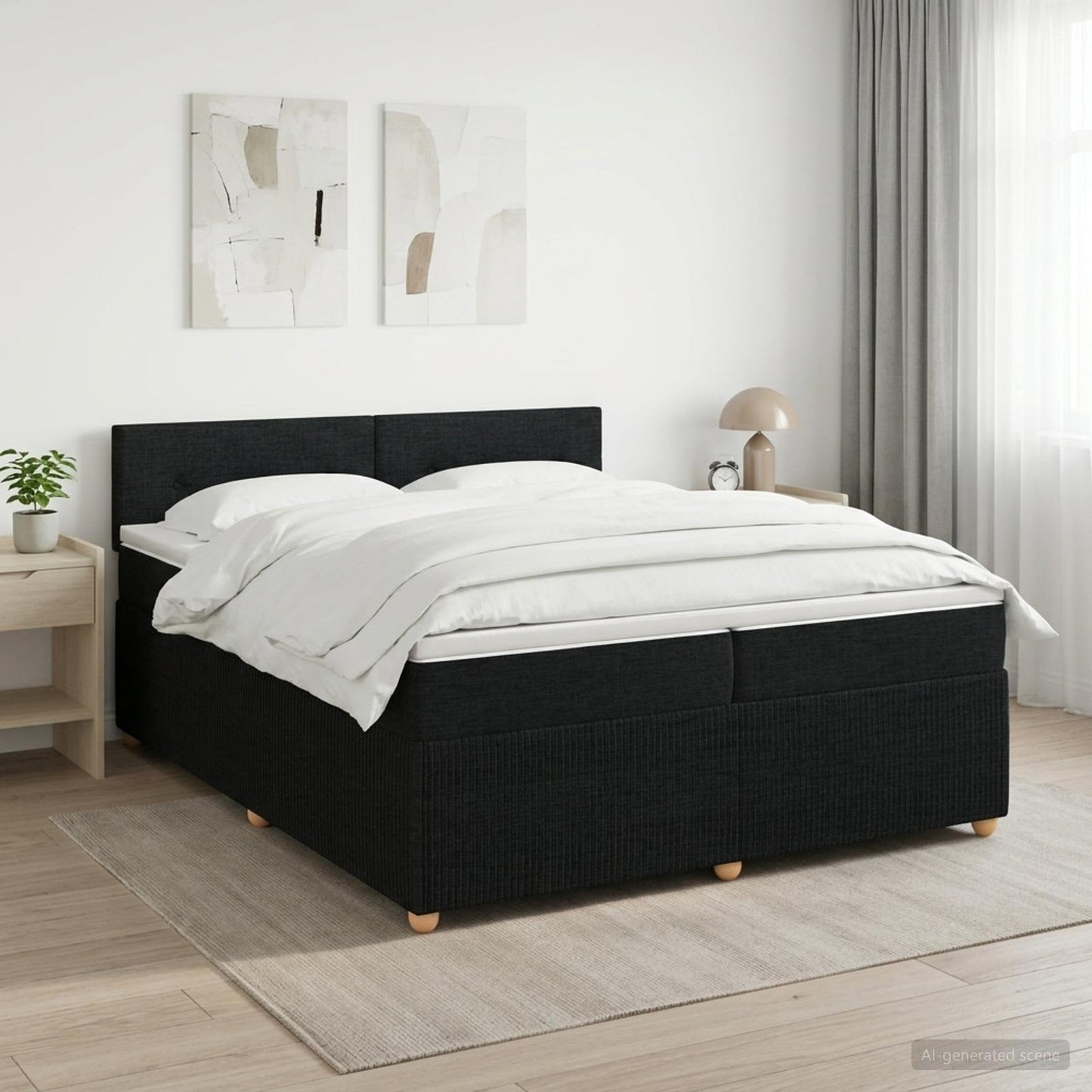 vidaXL Κρεβάτι box spring με στρώμα Μαύρο 200 x 200 cm Ύφασμα