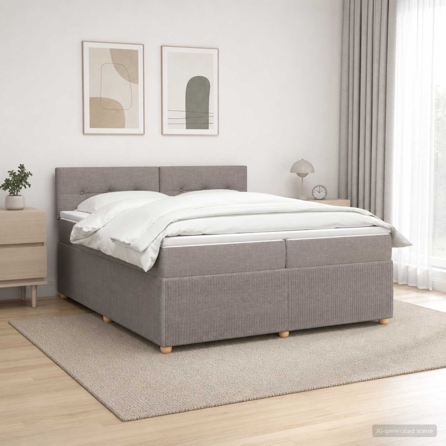 vidaXL Κρεβάτι box spring με στρώμα Taupe 200 x 200 cm Ύφασμα