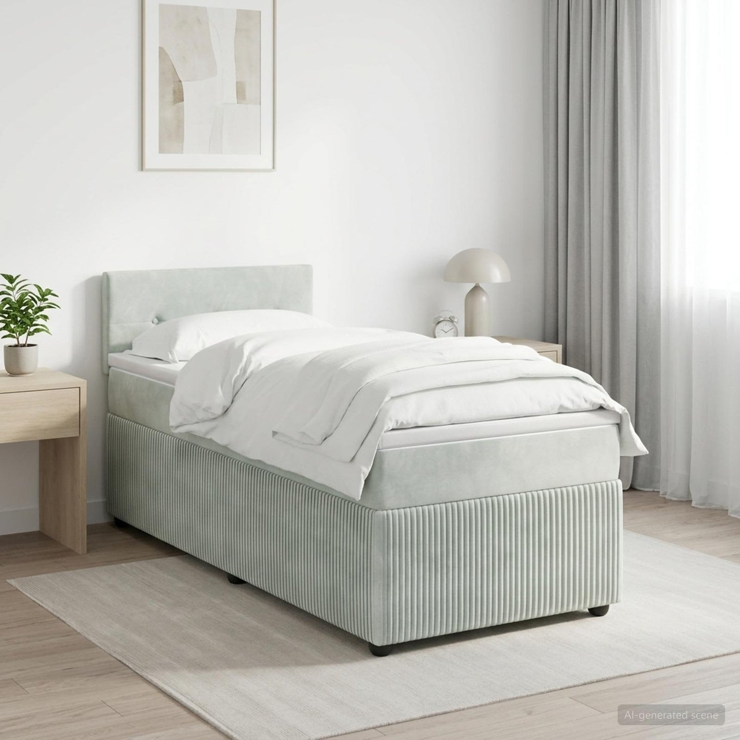 vidaXL Κρεβάτι box spring με στρώμα Ανοιχτό γκρι 80 x 200 cm Βελούδο