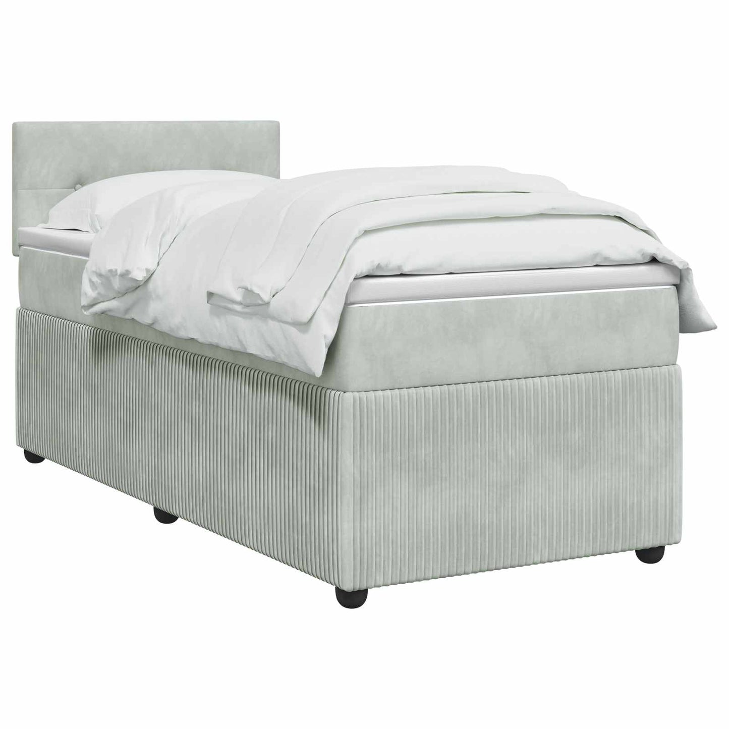 vidaXL Κρεβάτι box spring με στρώμα Ανοιχτό γκρι 80 x 200 cm Βελούδο