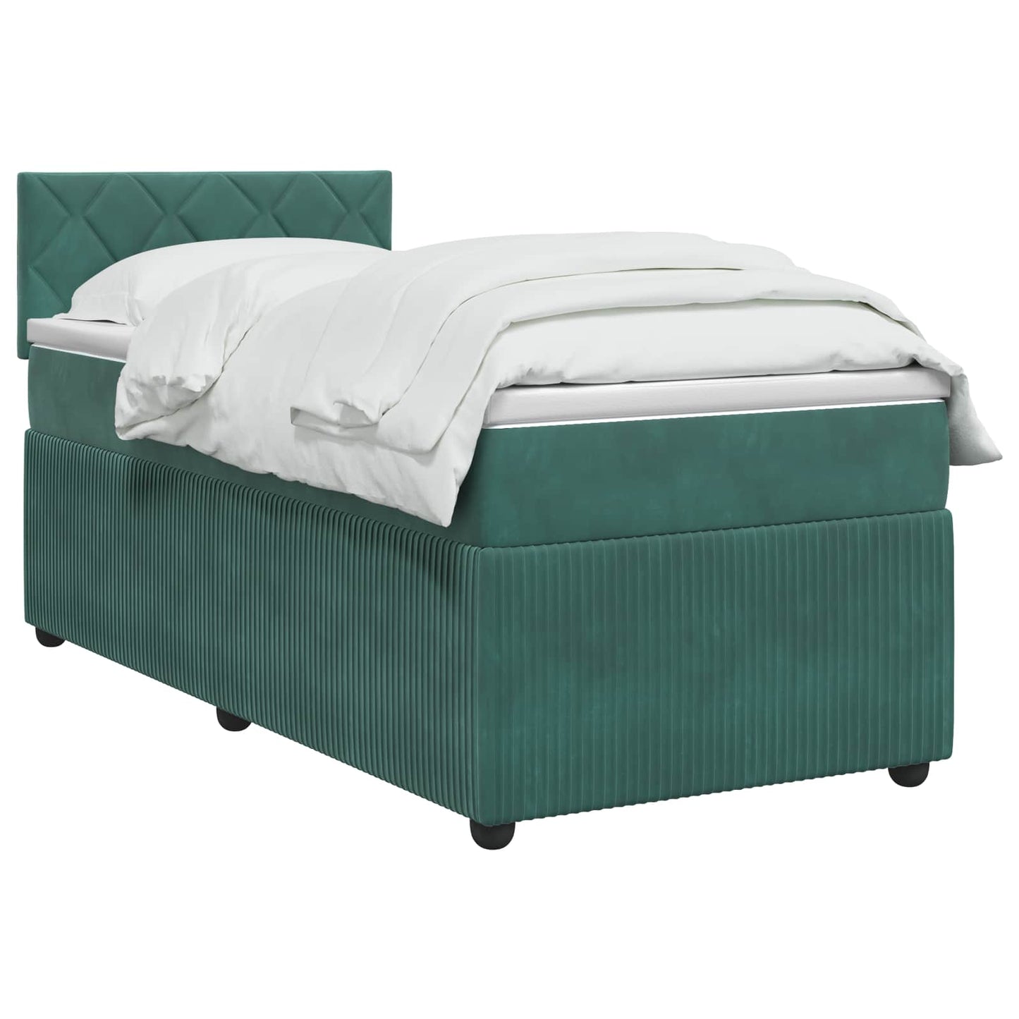 vidaXL Κρεβάτι box spring με στρώμα Σκούρο Πράσινο 80 x 200 cm Βελούδο