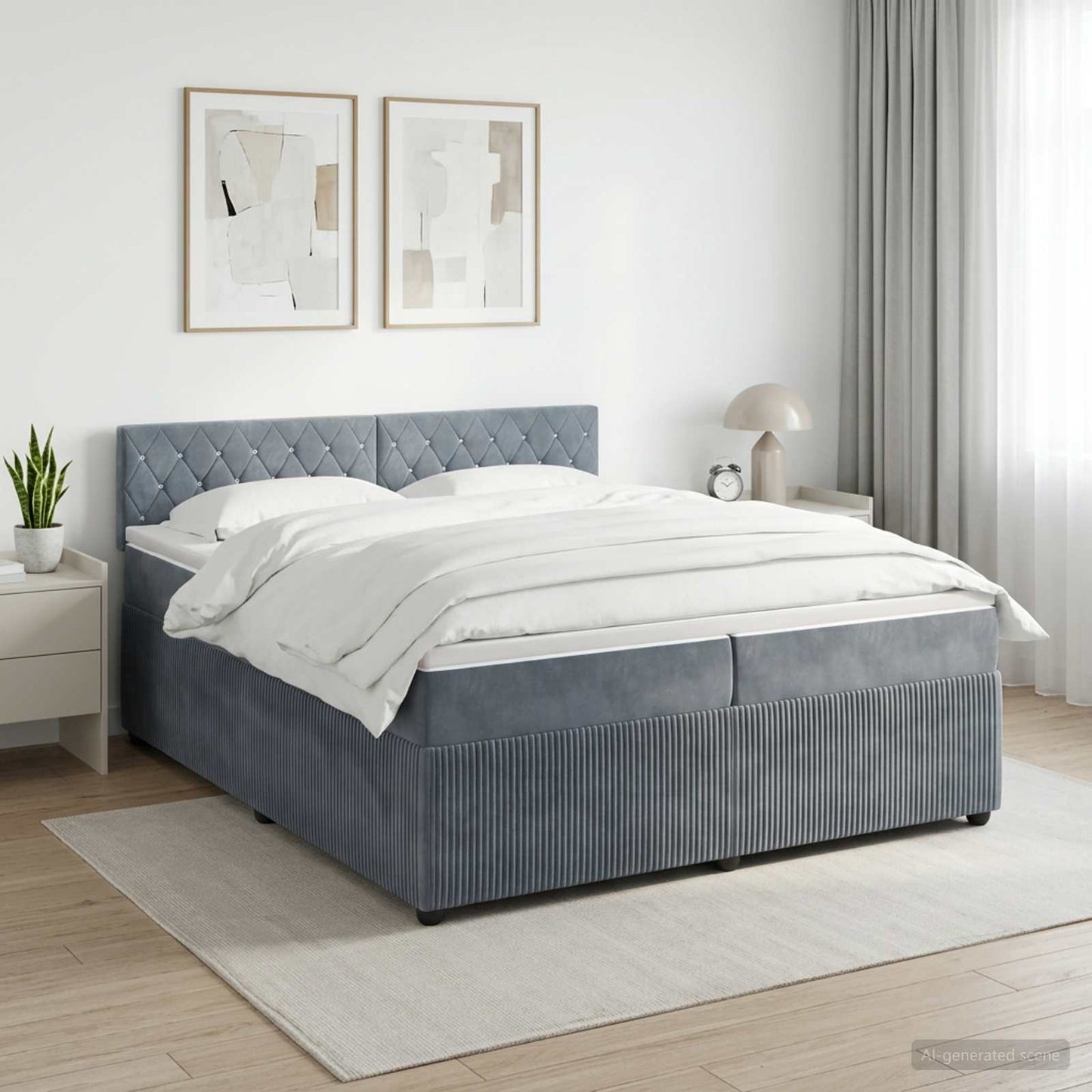 vidaXL Κρεβάτι box spring με στρώμα Σκούρο Γκρι 200 x 200 cm Βελούδο
