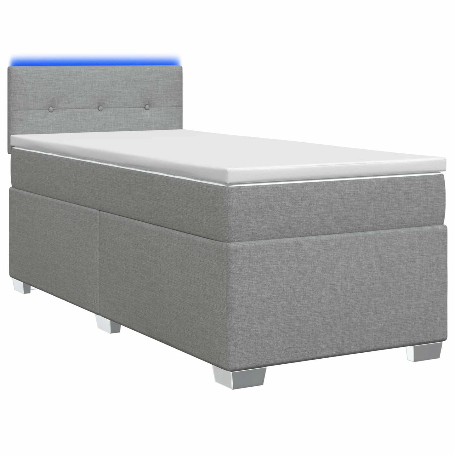 vidaXL Κρεβάτι Box Spring με Στρώμα και LED Ανοιχτό γκρι 80 x 200 cm