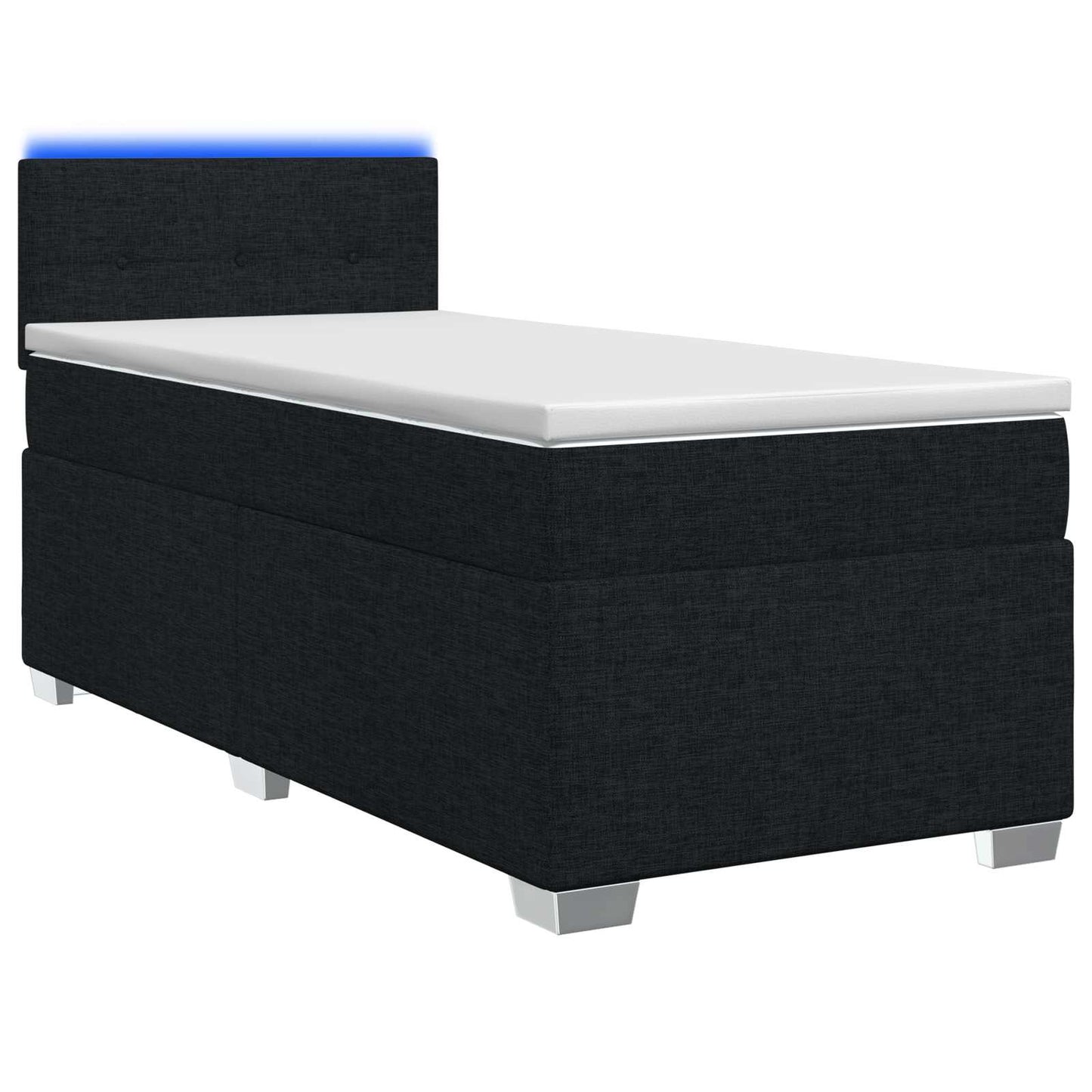 vidaXL Κρεβάτι Box Spring με Στρώμα και LED Μαύρο 80 x 200 cm Ύφασμα