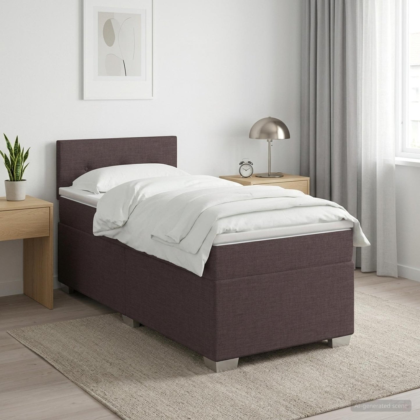 vidaXL Κρεβάτι Box Spring με Στρώμα και LED Σκούρο Καφέ 90 x 190 cm