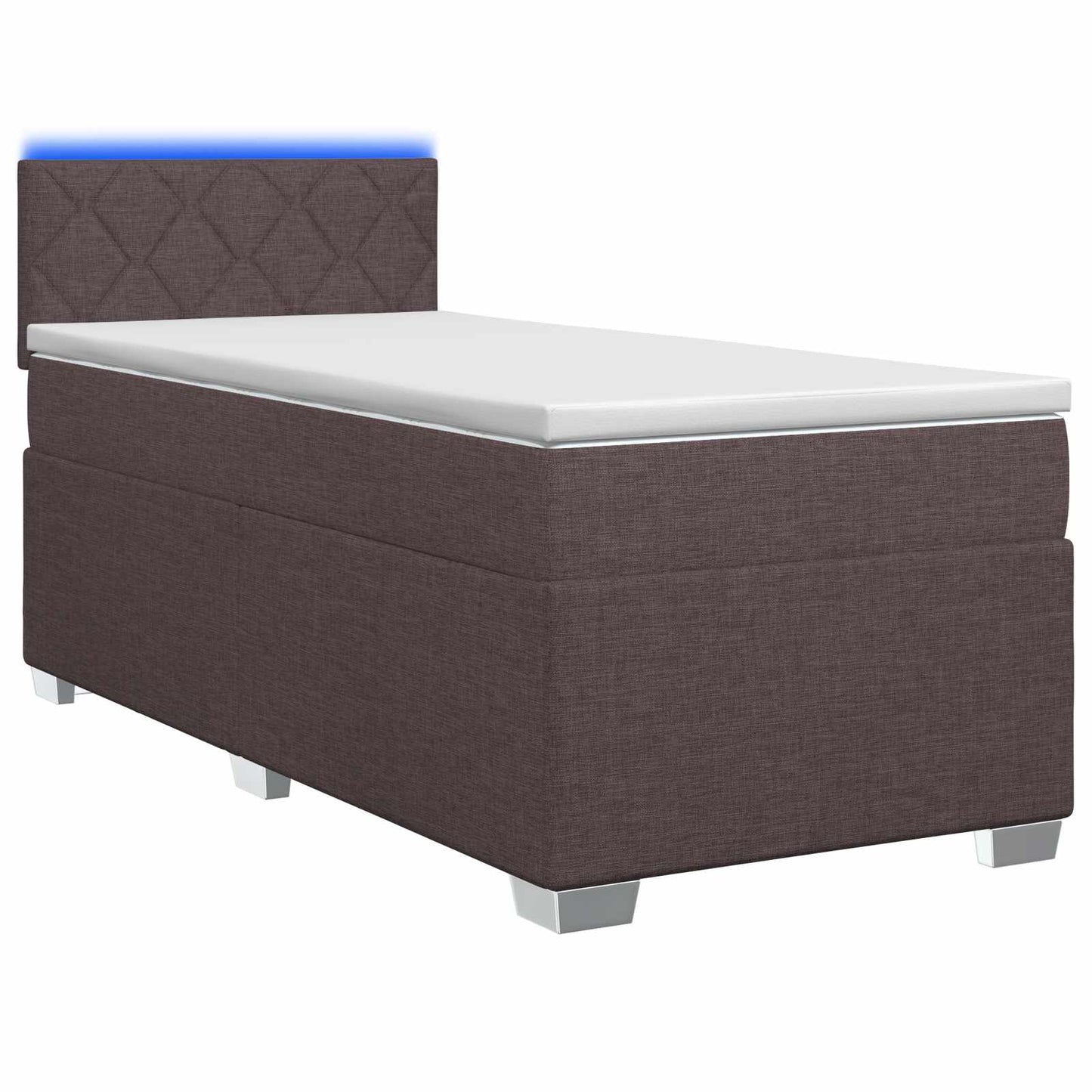 vidaXL Κρεβάτι Box Spring με Στρώμα και LED Σκούρο Καφέ 80 x 200 cm