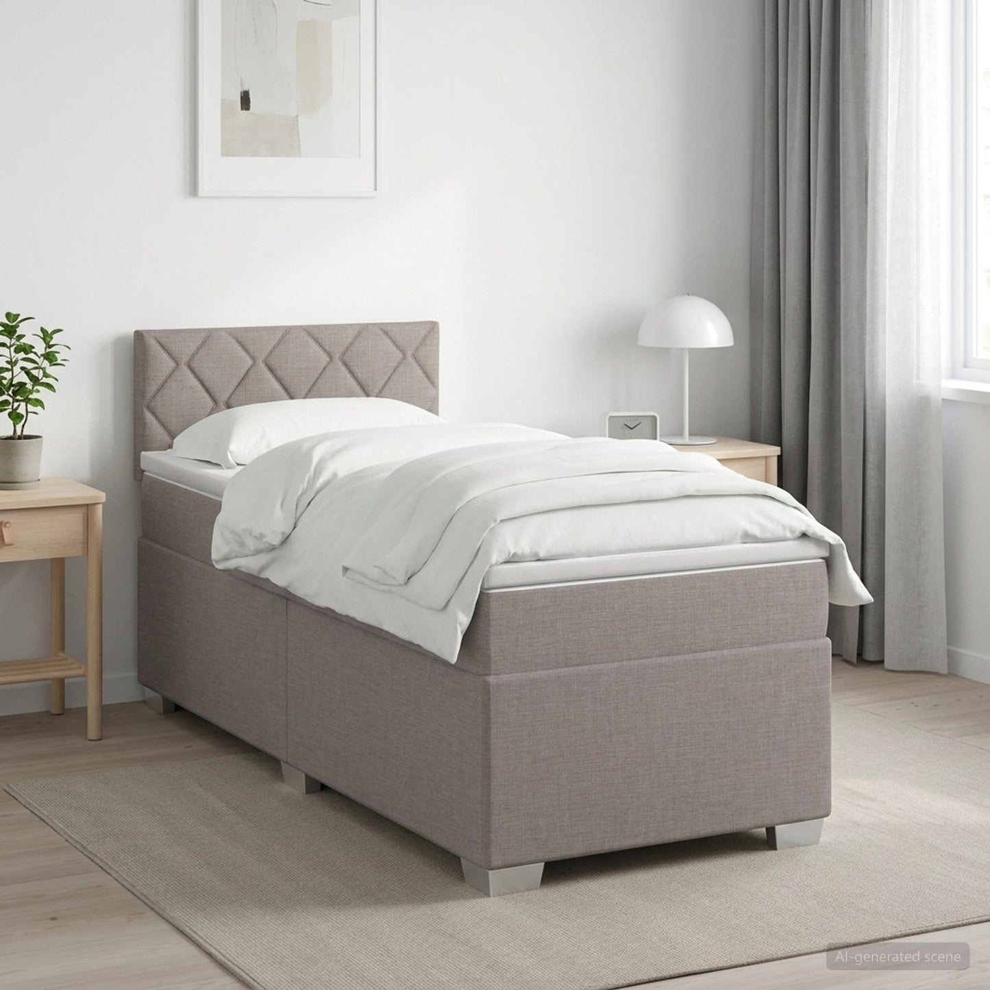vidaXL Κρεβάτι Box Spring με Στρώμα και LED Taupe 80 x 200 cm Ύφασμα