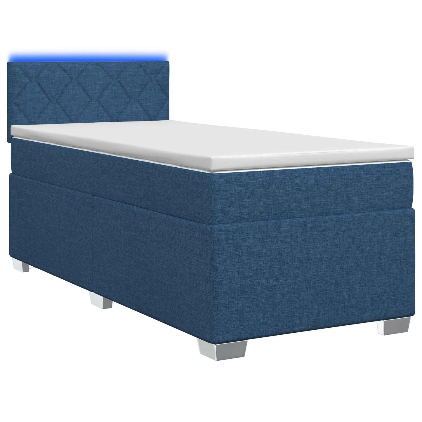 vidaXL Κρεβάτι Box Spring με Στρώμα και LED Μπλε 90 x 190 cm Ύφασμα