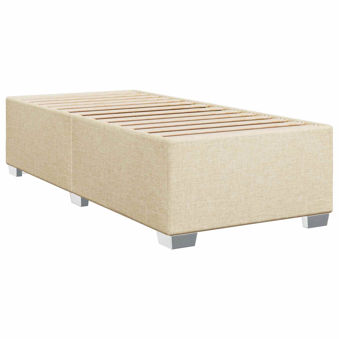 vidaXL Κρεβάτι Box Spring με Στρώμα και LED Κρεμ 90 x 200 cm Ύφασμα