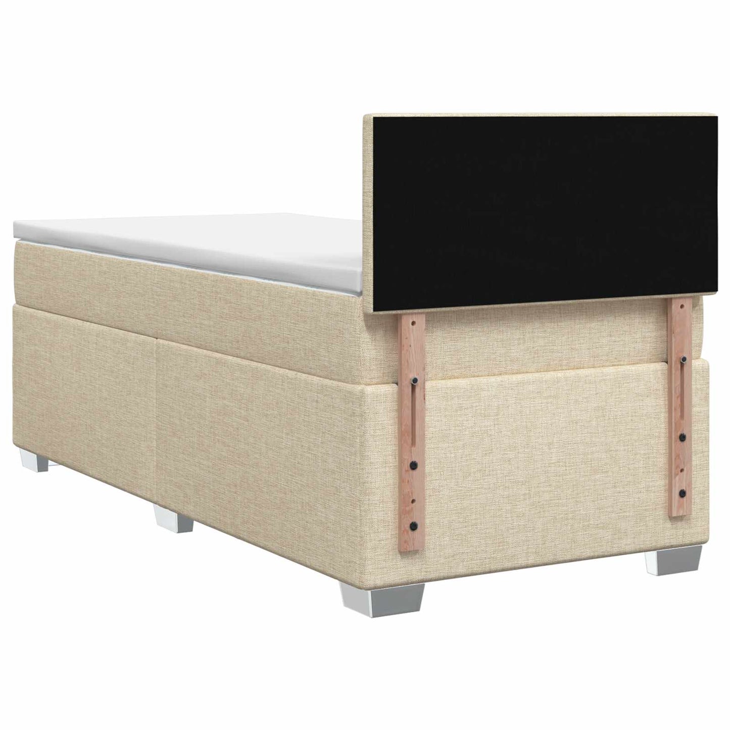 vidaXL Κρεβάτι Box Spring με Στρώμα και LED Κρεμ 90 x 200 cm Ύφασμα