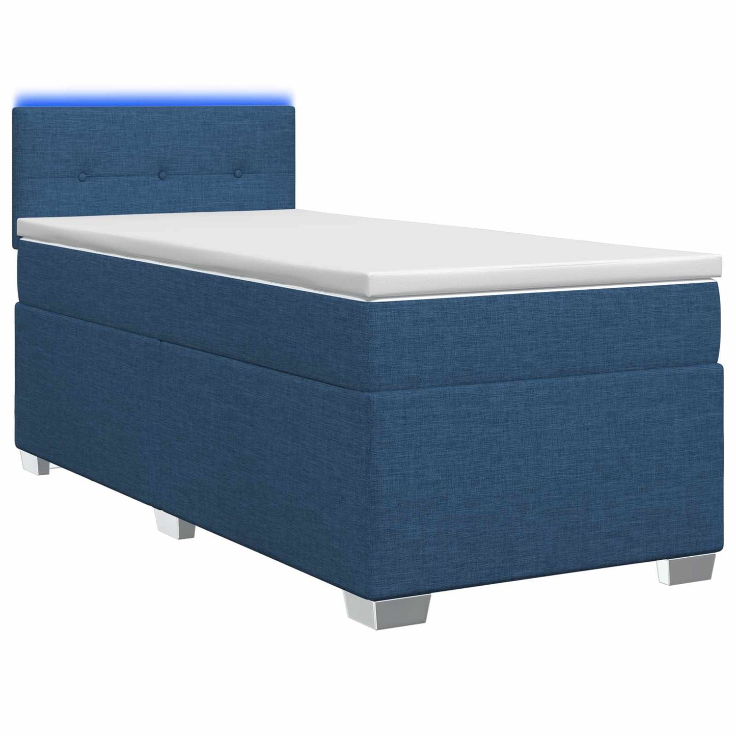 vidaXL Κρεβάτι Box Spring με Στρώμα και LED Μπλε 100 x 200 cm Ύφασμα