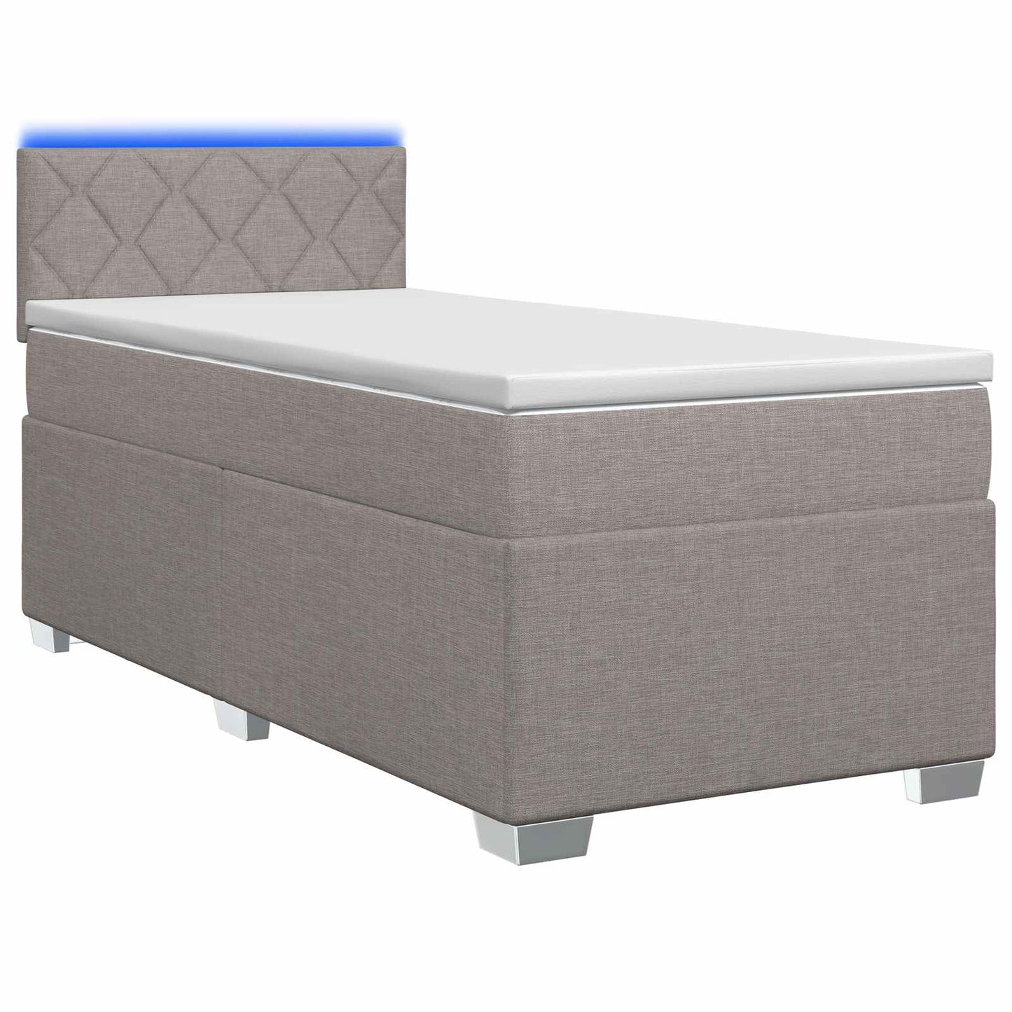 vidaXL Κρεβάτι Box Spring με Στρώμα και LED Taupe 100 x 200 cm Ύφασμα