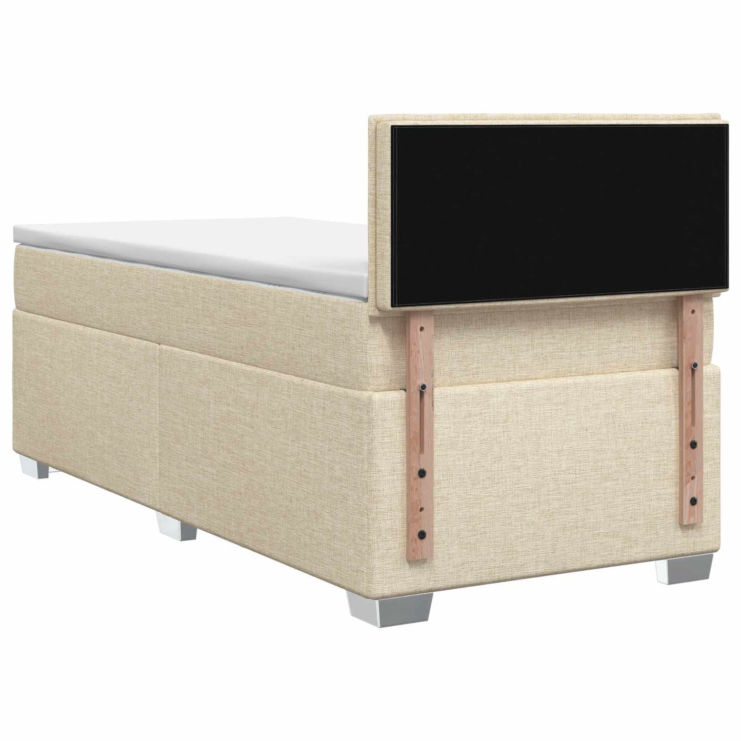 vidaXL Κρεβάτι Box Spring με Στρώμα και LED Κρεμ 100 x 200 cm Ύφασμα