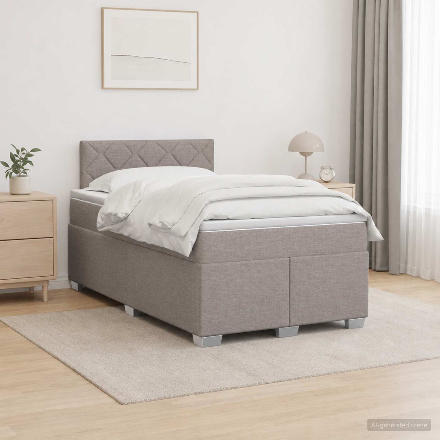 vidaXL Κρεβάτι Box Spring με Στρώμα και LED Taupe 120 x 200 cm Ύφασμα