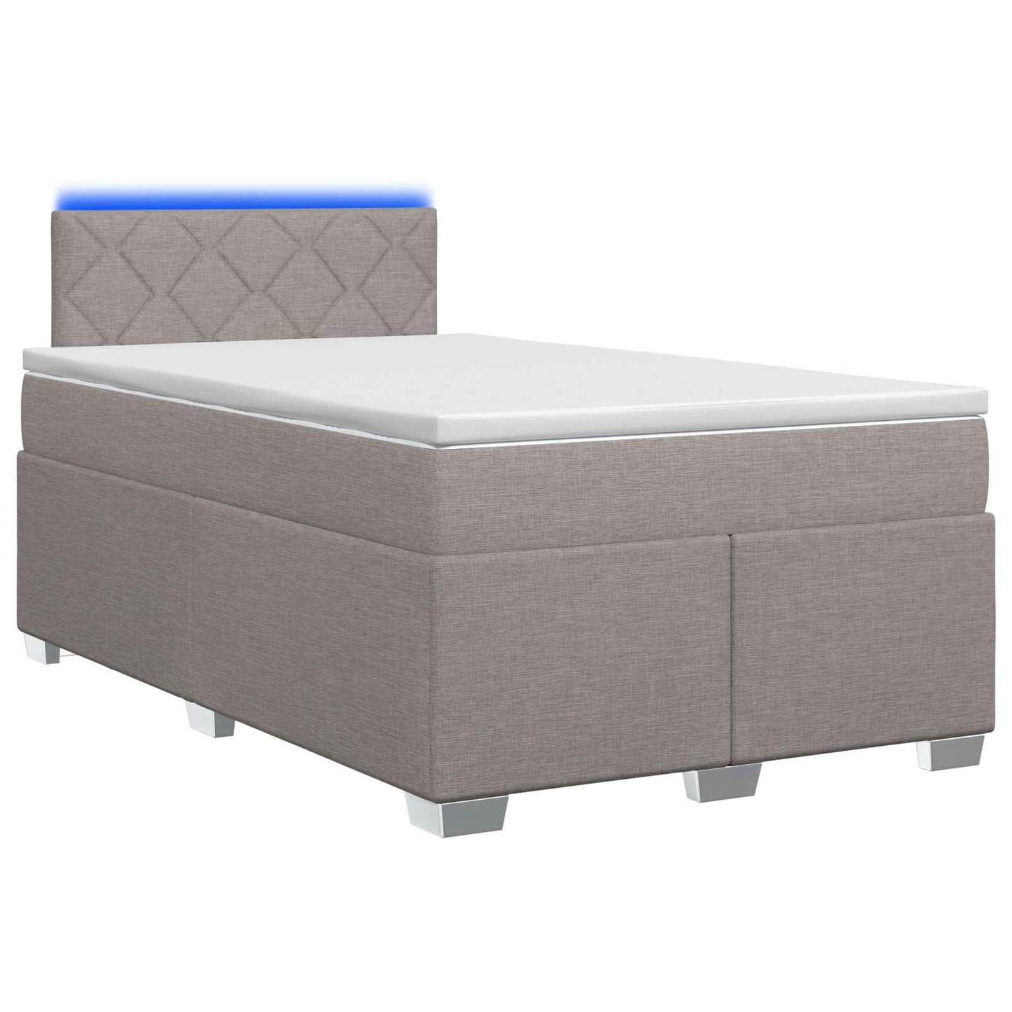 vidaXL Κρεβάτι Box Spring με Στρώμα και LED Taupe 120 x 200 cm Ύφασμα