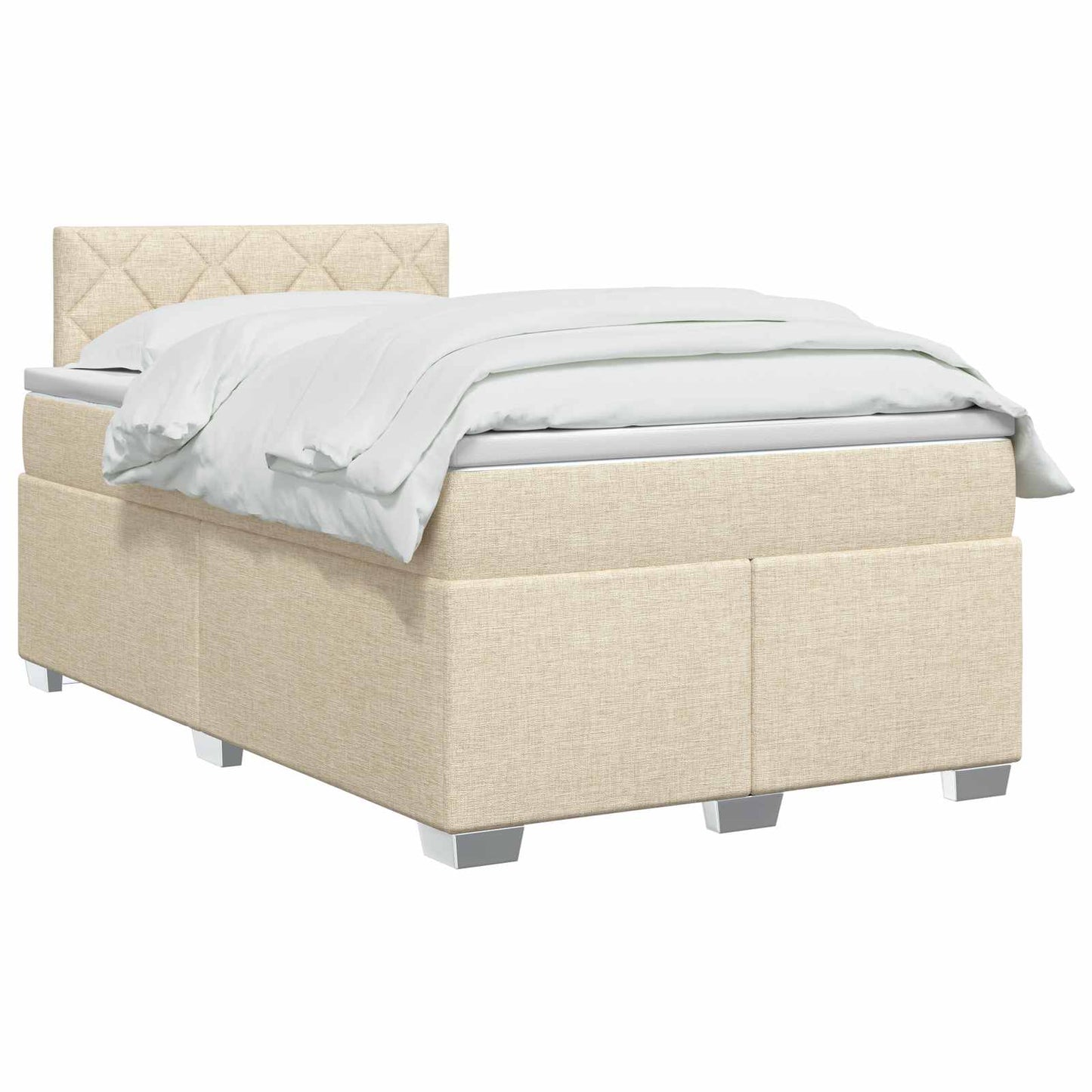 vidaXL Κρεβάτι Box Spring με Στρώμα και LED Κρεμ 120 x 200 cm Ύφασμα