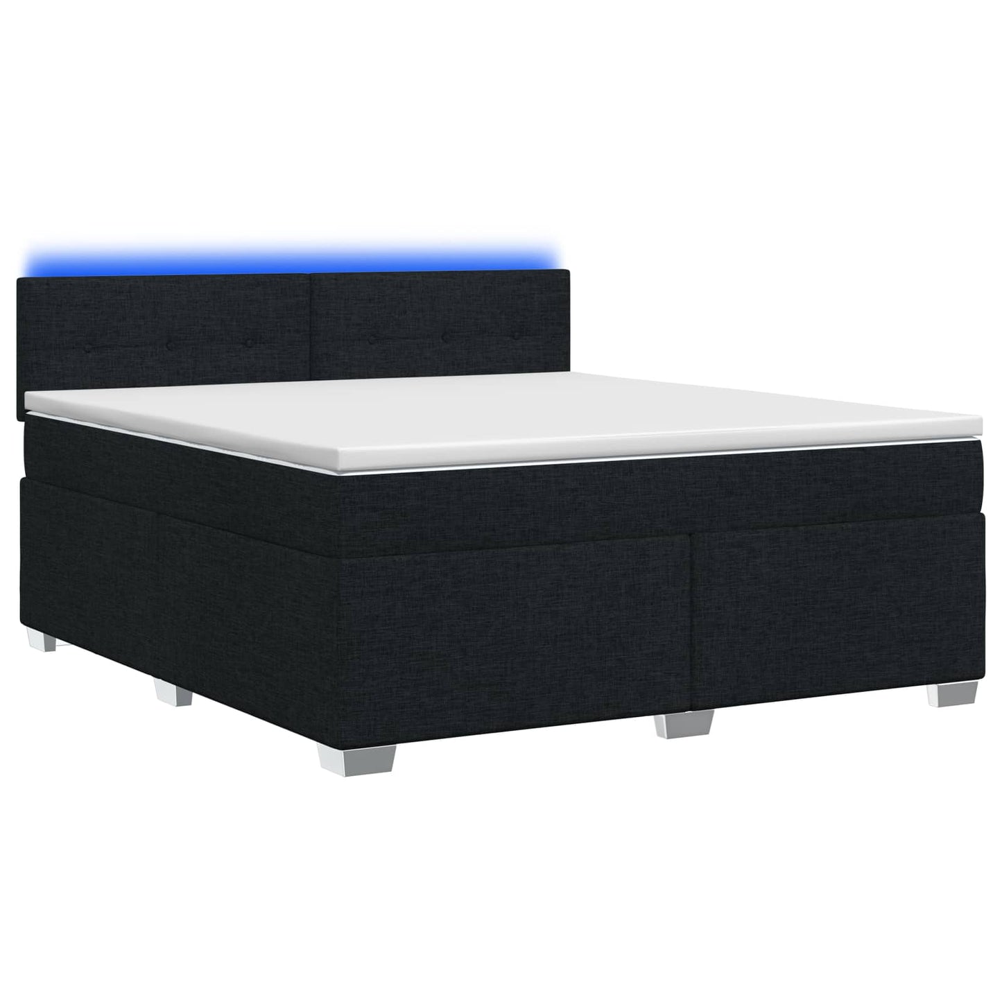 vidaXL Κρεβάτι Box Spring με Στρώμα και LED Μαύρο 140 x 190 cm Ύφασμα