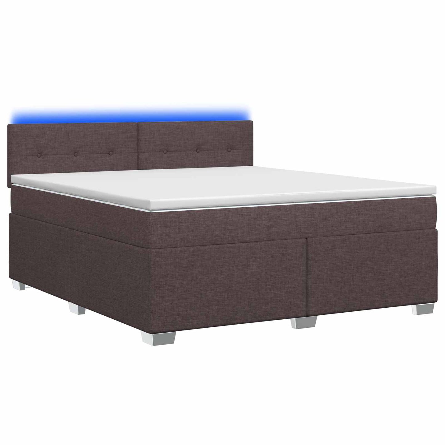 vidaXL Κρεβάτι Box Spring με Στρώμα και LED Σκούρο Καφέ 140 x 190 cm