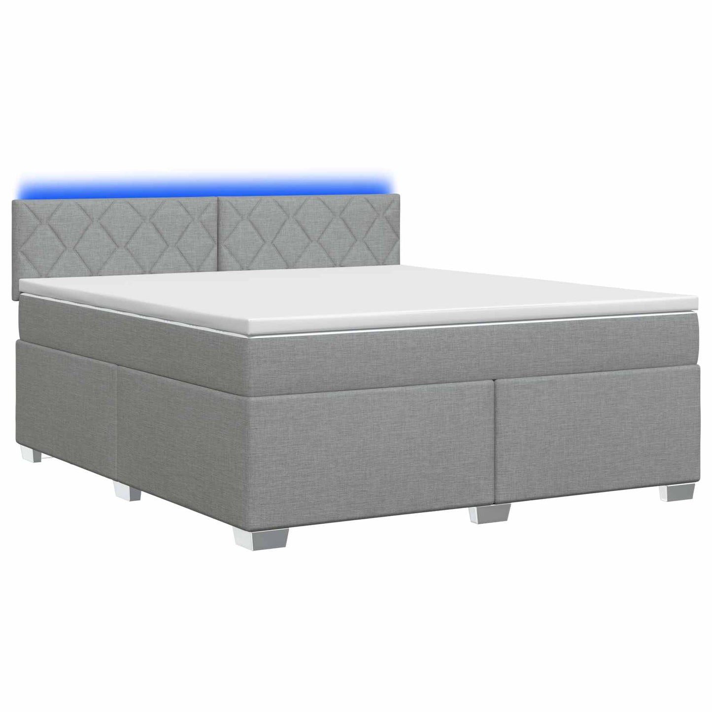 vidaXL Κρεβάτι Box Spring με Στρώμα και LED Ανοιχτό γκρι 140 x 190 cm