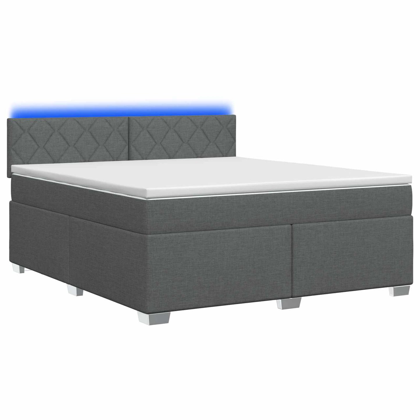 vidaXL Κρεβάτι Box Spring με Στρώμα και LED Σκούρο Γκρι 140 x 190 cm