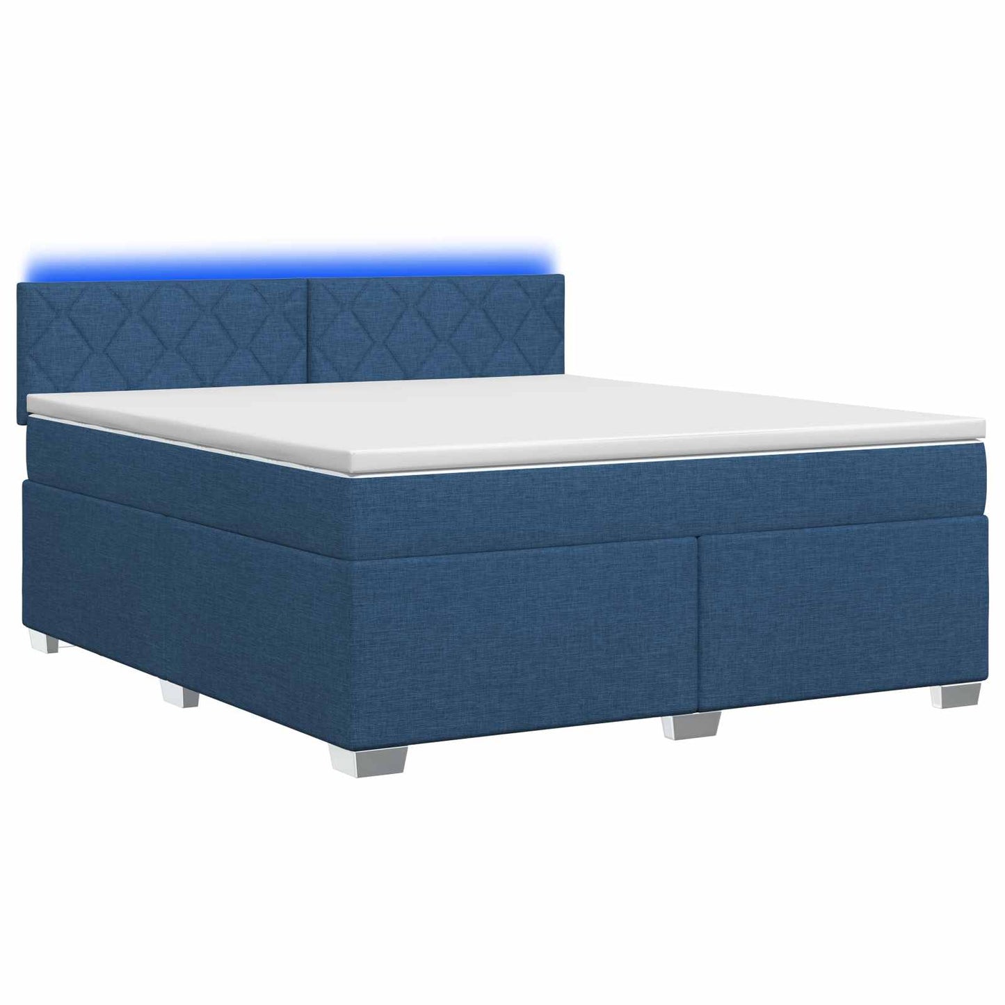 vidaXL Κρεβάτι Box Spring με Στρώμα και LED Μπλε 140 x 190 cm Ύφασμα