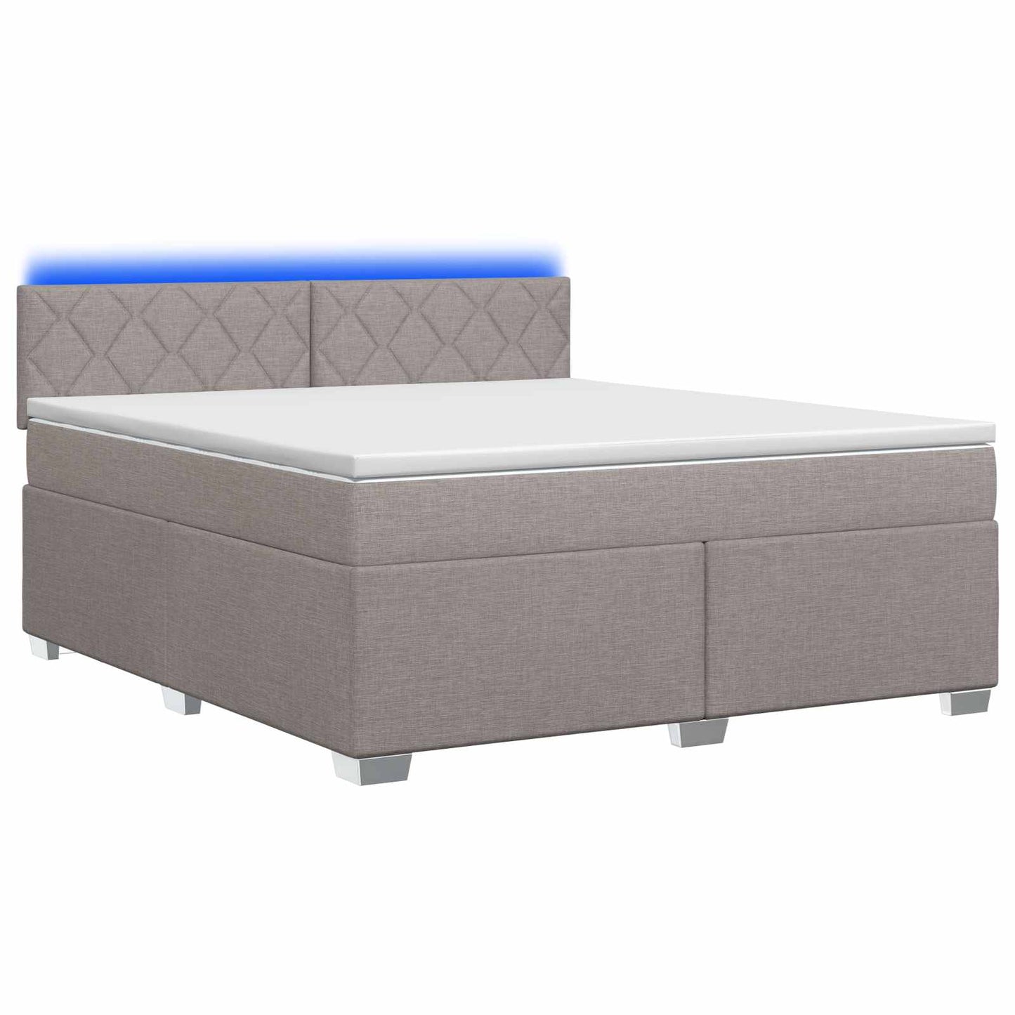 vidaXL Κρεβάτι Box Spring με Στρώμα και LED Taupe 160 x 200 cm Ύφασμα