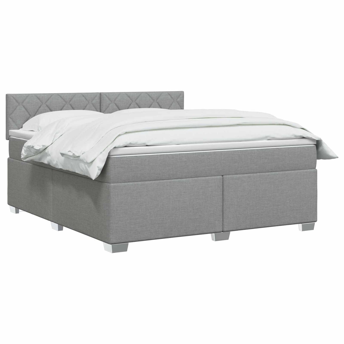 vidaXL Κρεβάτι Box Spring με Στρώμα και LED Ανοιχτό γκρι 180 x 200 cm