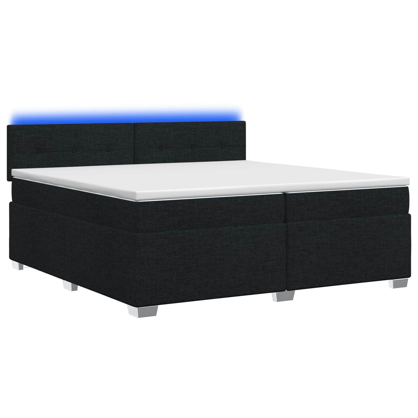 vidaXL Κρεβάτι Box Spring με Στρώμα και LED Μαύρο 200 x 200 cm Ύφασμα