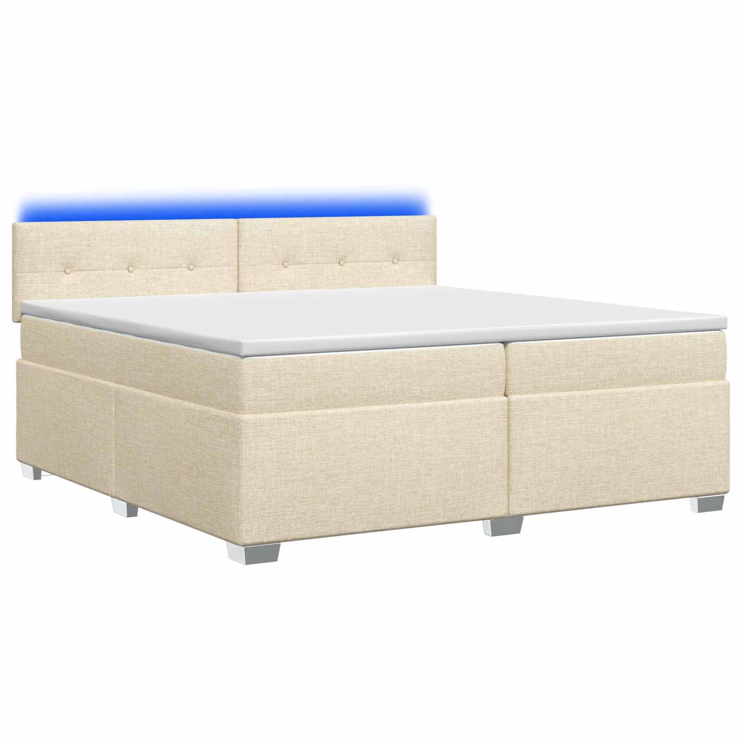 vidaXL Κρεβάτι Box Spring με Στρώμα και LED Κρεμ 200 x 200 cm Ύφασμα