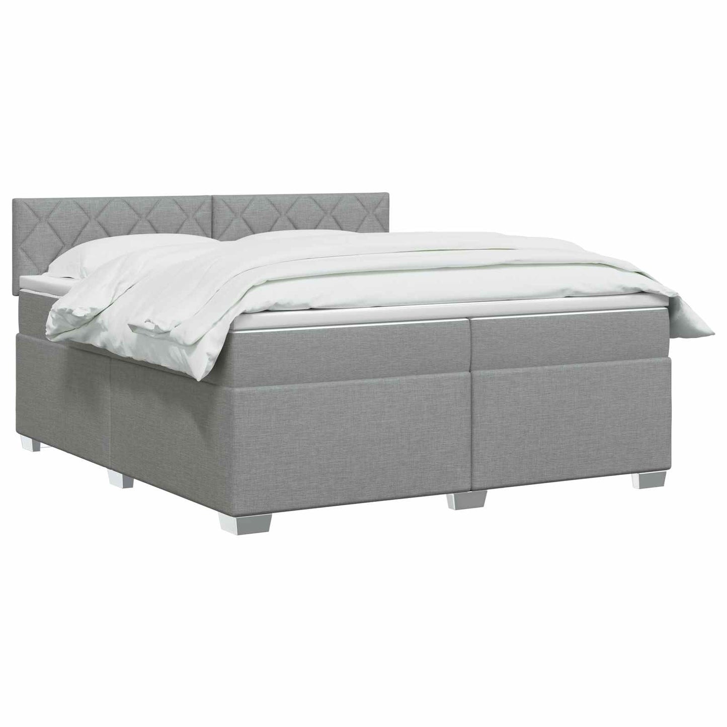 vidaXL Κρεβάτι Box Spring με Στρώμα και LED Ανοιχτό γκρι 200 x 200 cm