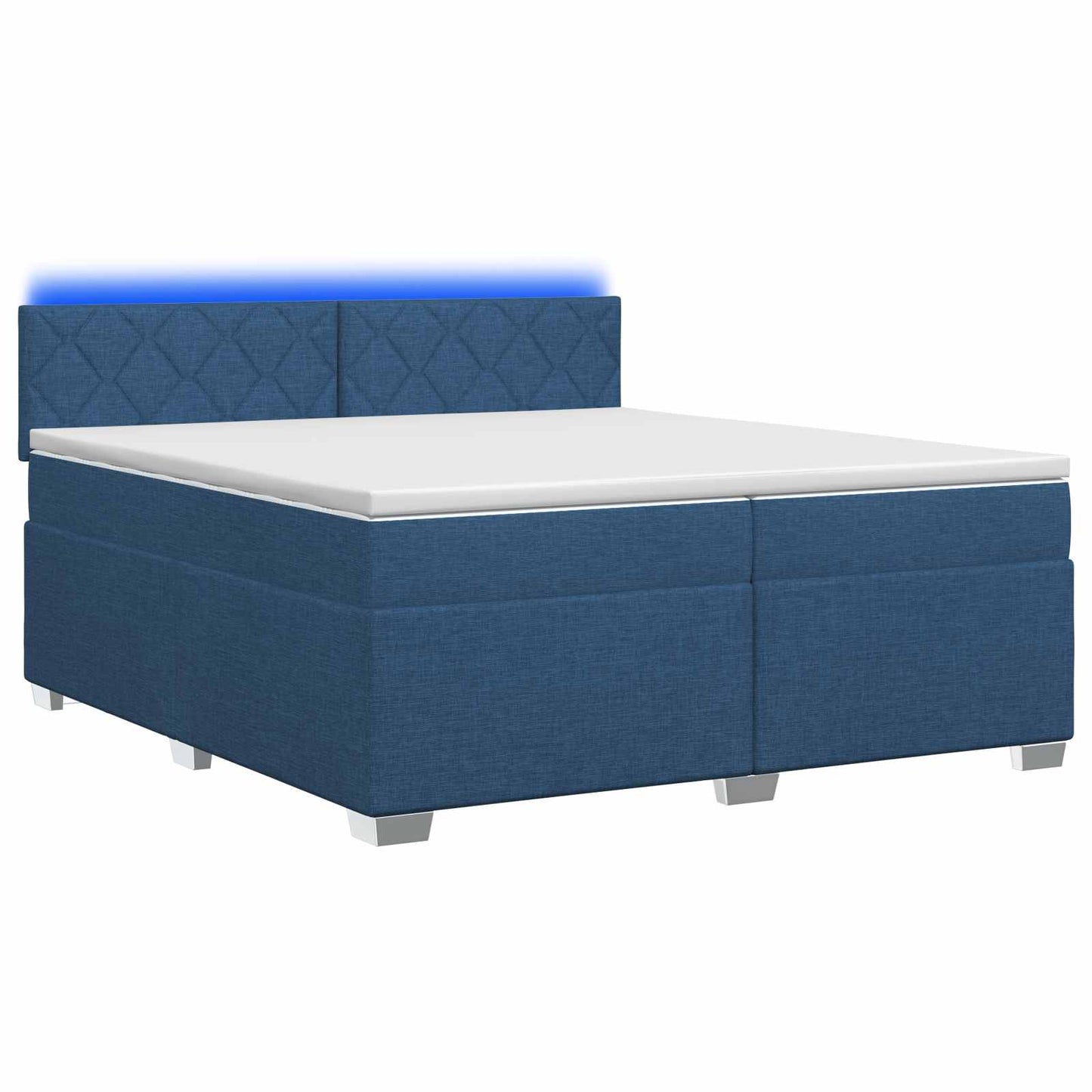 vidaXL Κρεβάτι Box Spring με Στρώμα και LED Μπλε 200 x 200 cm Ύφασμα