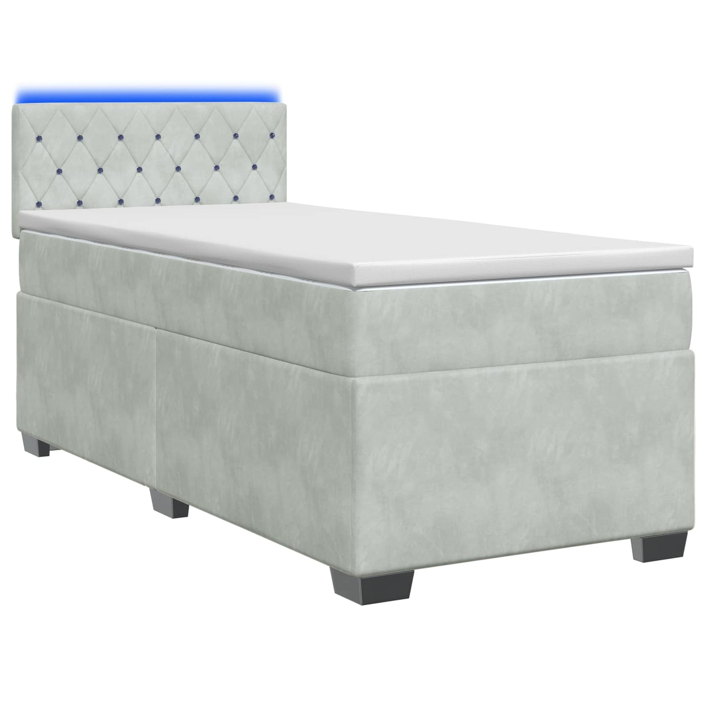 vidaXL Κρεβάτι Box Spring με Στρώμα και LED Ανοιχτό γκρι 80 x 200 cm