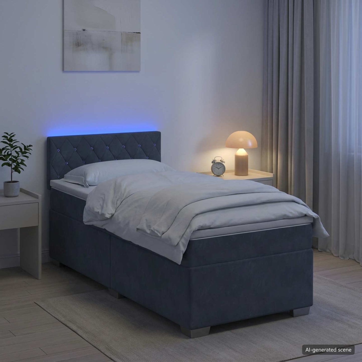 vidaXL Κρεβάτι Box Spring με Στρώμα και LED Σκούρο Γκρι 80 x 200 cm