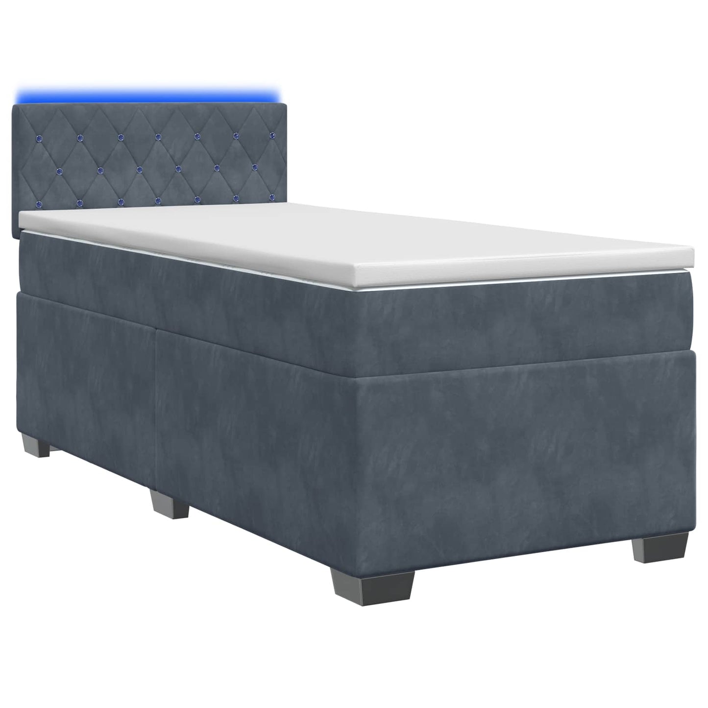 vidaXL Κρεβάτι Box Spring με Στρώμα και LED Σκούρο Γκρι 80 x 200 cm