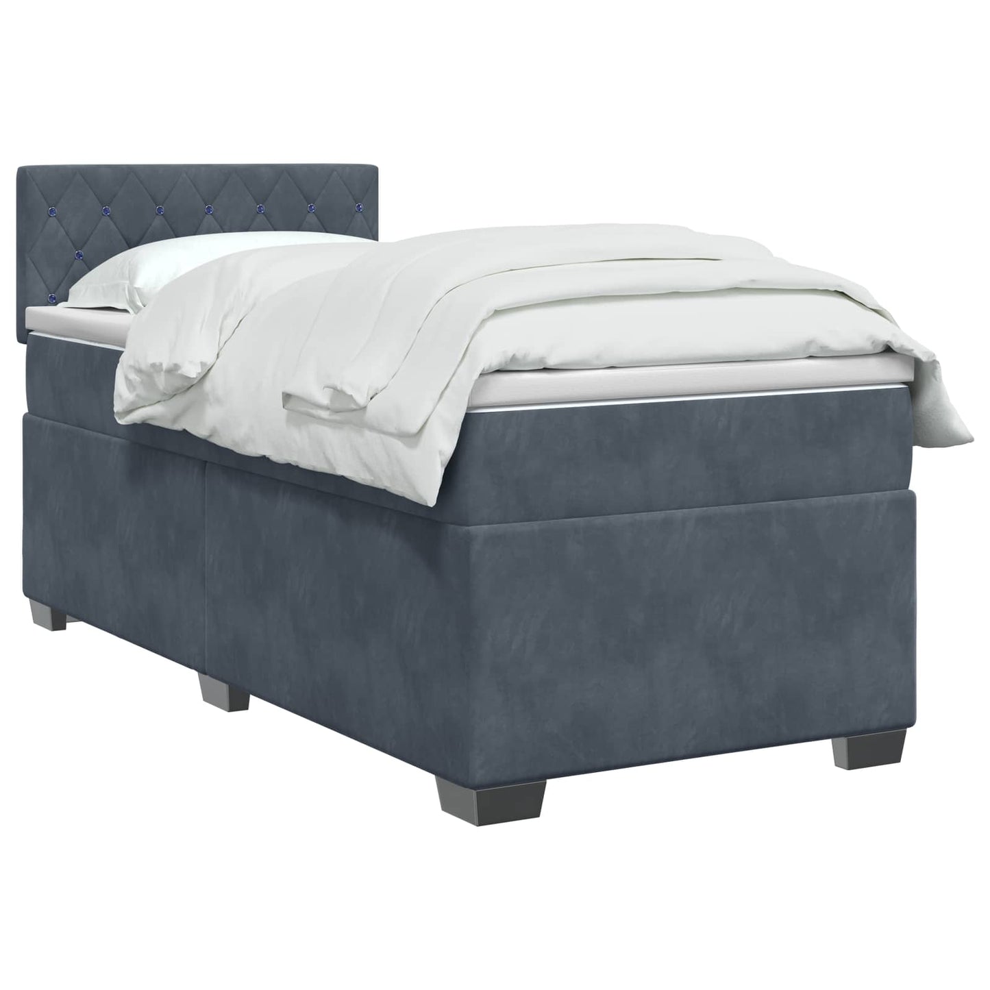 vidaXL Κρεβάτι Box Spring με Στρώμα και LED Σκούρο Γκρι 80 x 200 cm