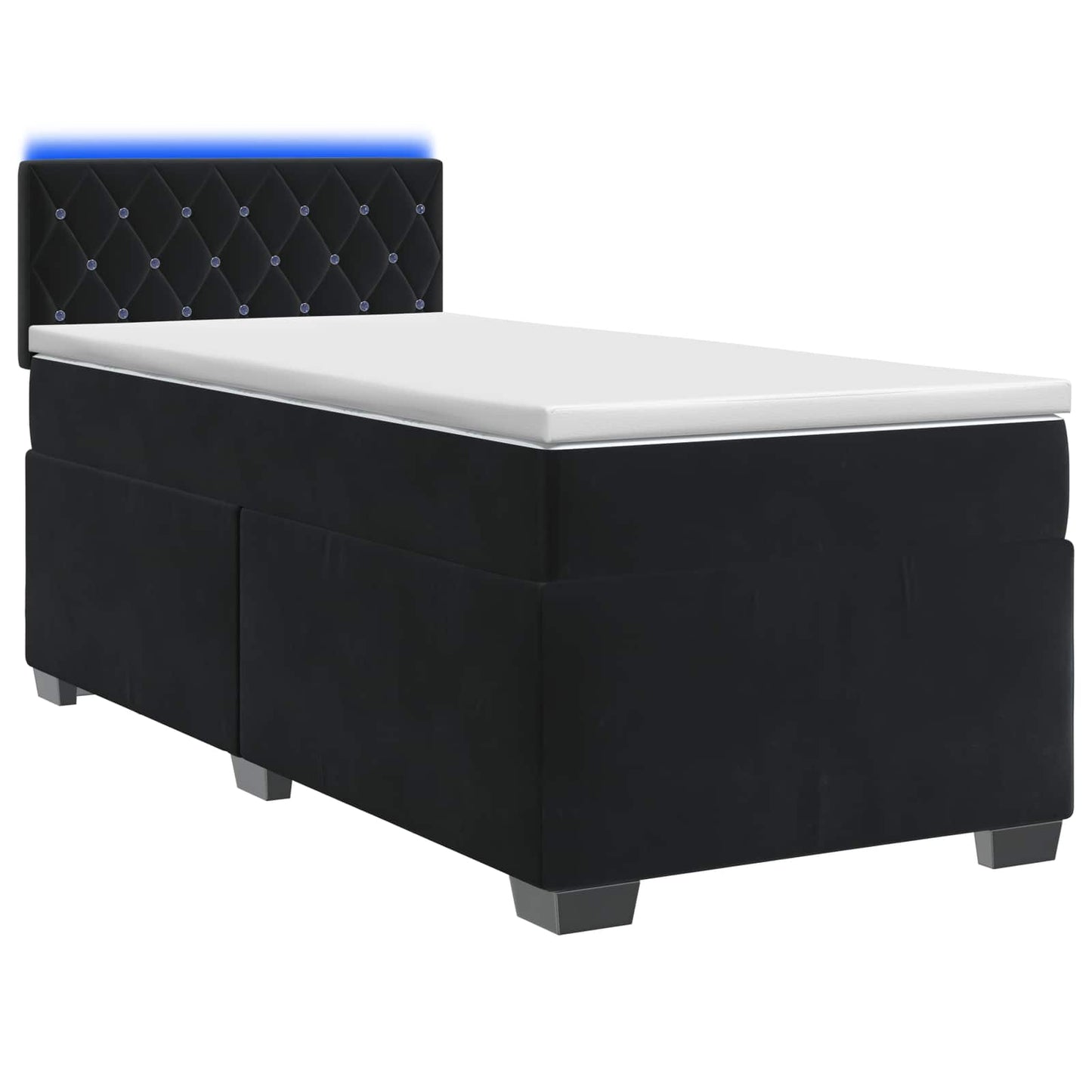 vidaXL Κρεβάτι Box Spring με Στρώμα και LED Μαύρο 80 x 200 cm Βελούδο