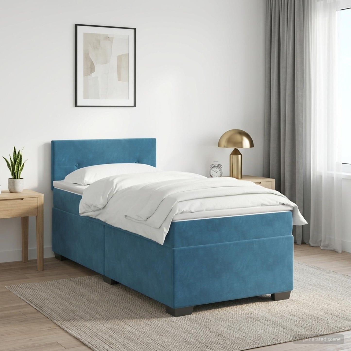 vidaXL Κρεβάτι Box Spring με Στρώμα και LED Μπλε 80 x 200 cm Βελούδο