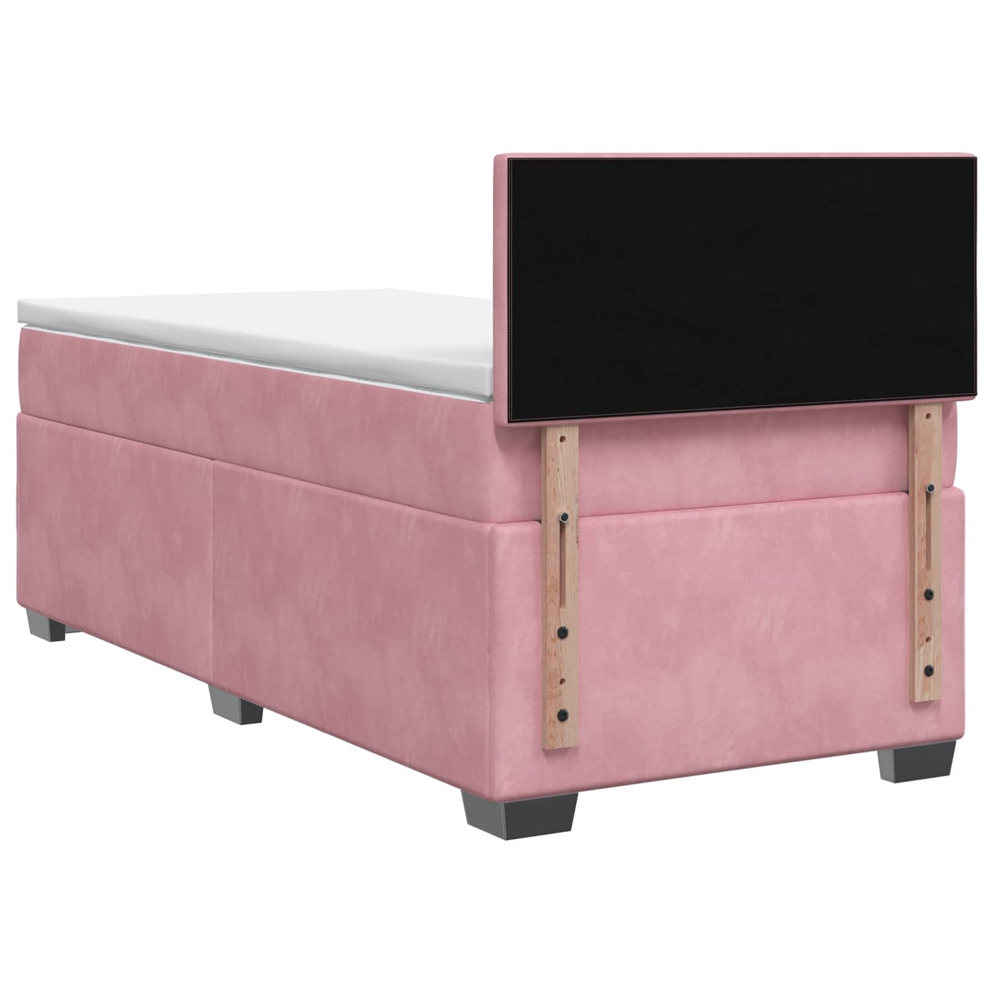 vidaXL Κρεβάτι Box Spring με Στρώμα και LED Ροζ 80 x 200 cm Βελούδο
