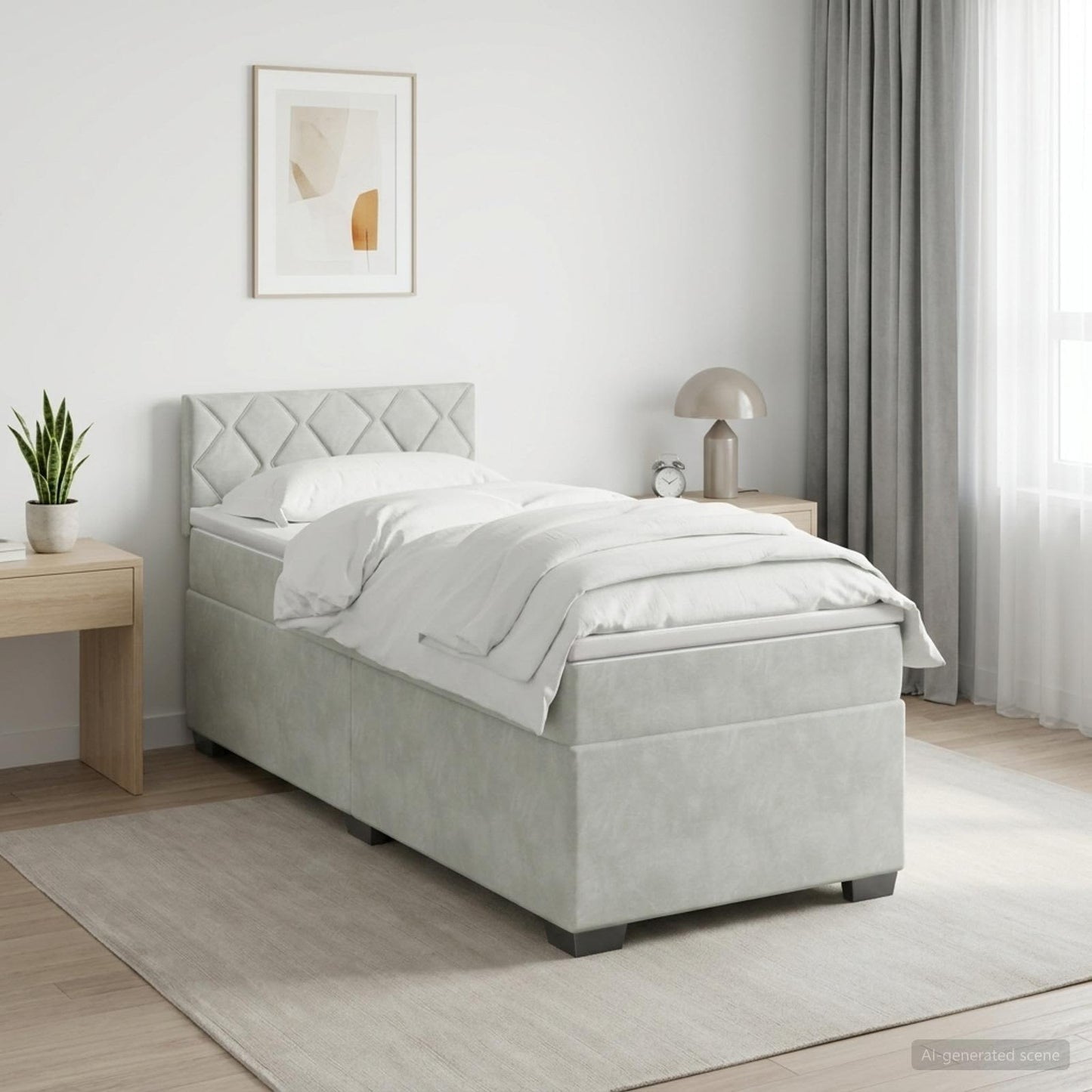 vidaXL Κρεβάτι Box Spring με Στρώμα και LED Ανοιχτό γκρι 100 x 200 cm