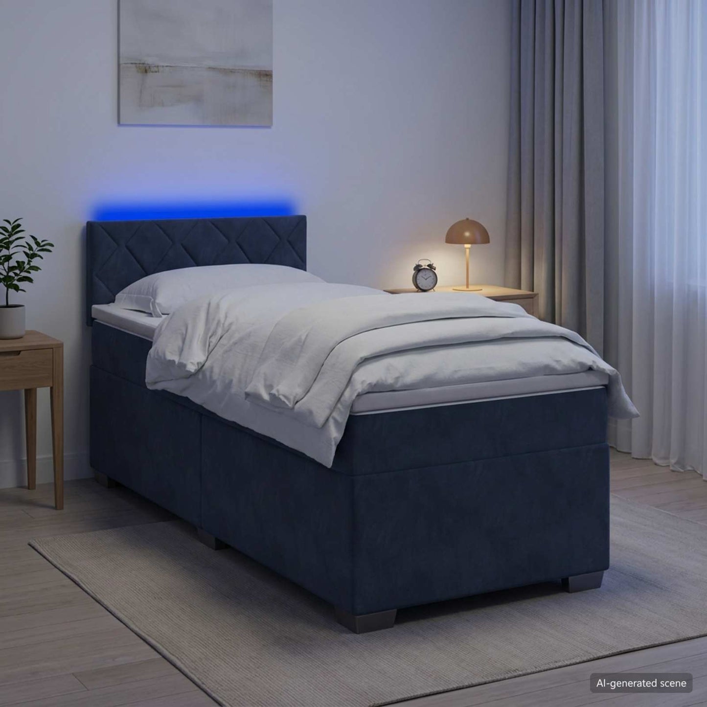 vidaXL Κρεβάτι Box Spring με Στρώμα και LED Σκούρο Γκρι 100 x 200 cm