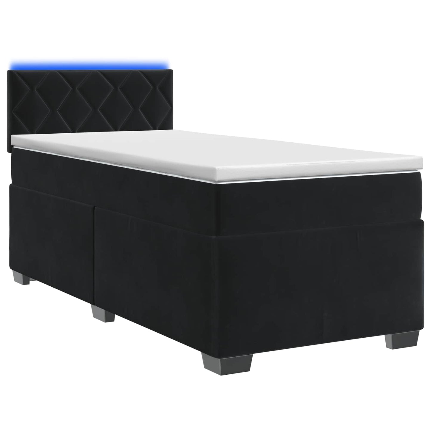vidaXL Κρεβάτι Box Spring με Στρώμα και LED Μαύρο 80 x 200 cm Βελούδο