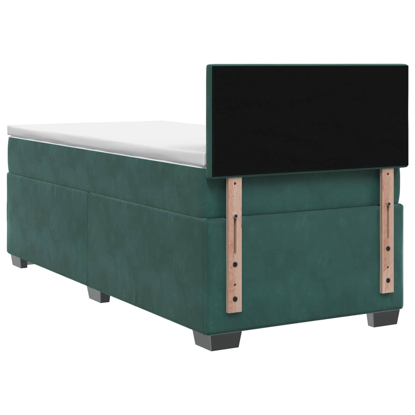 vidaXL Κρεβάτι Box Spring με Στρώμα και LED Σκούρο Πράσινο 90 x 190 cm