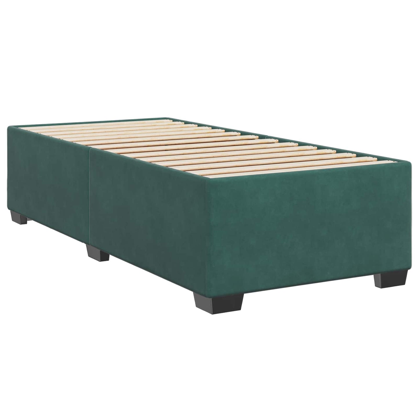 vidaXL Κρεβάτι Box Spring με Στρώμα και LED Σκούρο Πράσινο Βελούδο