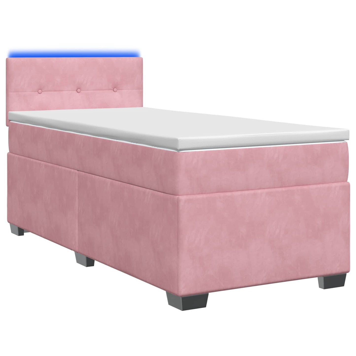 vidaXL Κρεβάτι Box Spring με Στρώμα και LED Ροζ 100 x 200 cm Βελούδο