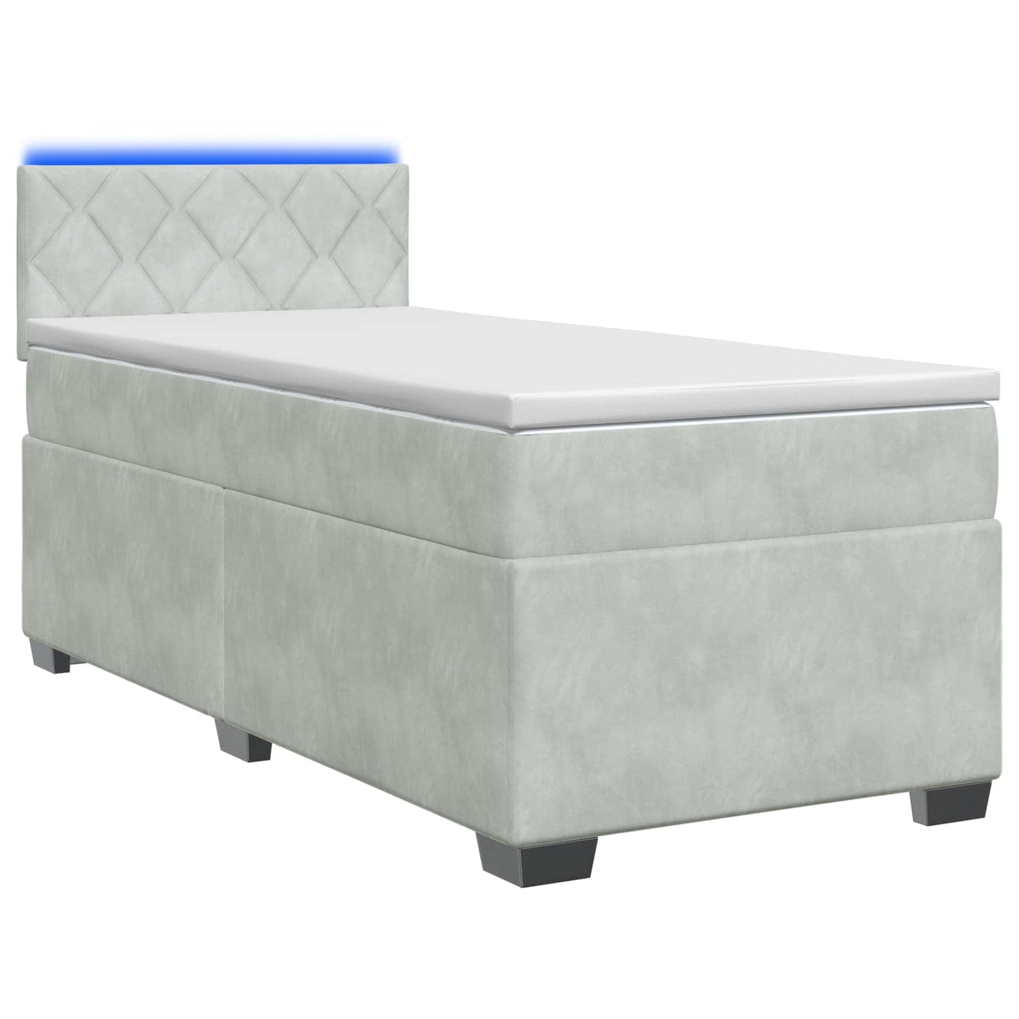 vidaXL Κρεβάτι Box Spring με Στρώμα και LED Ανοιχτό γκρι 100 x 200 cm