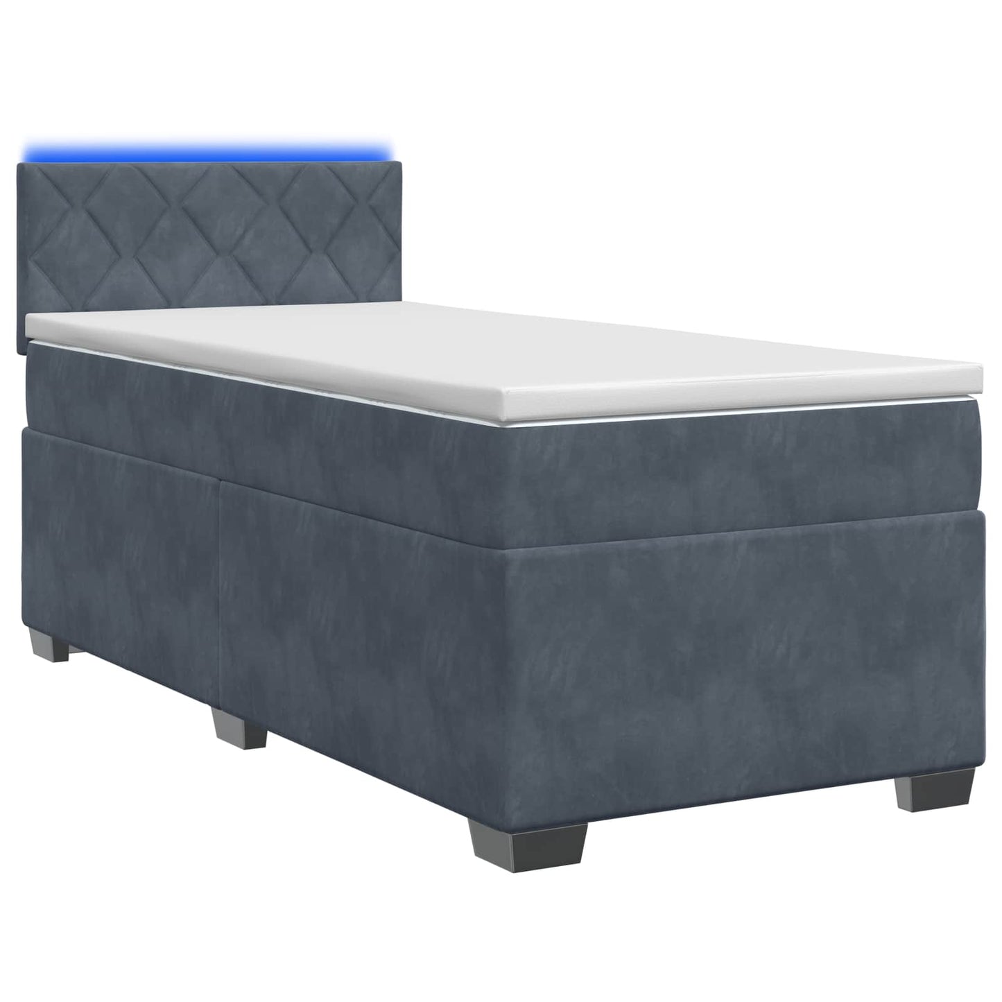 vidaXL Κρεβάτι Box Spring με Στρώμα και LED Σκούρο Γκρι 100 x 200 cm